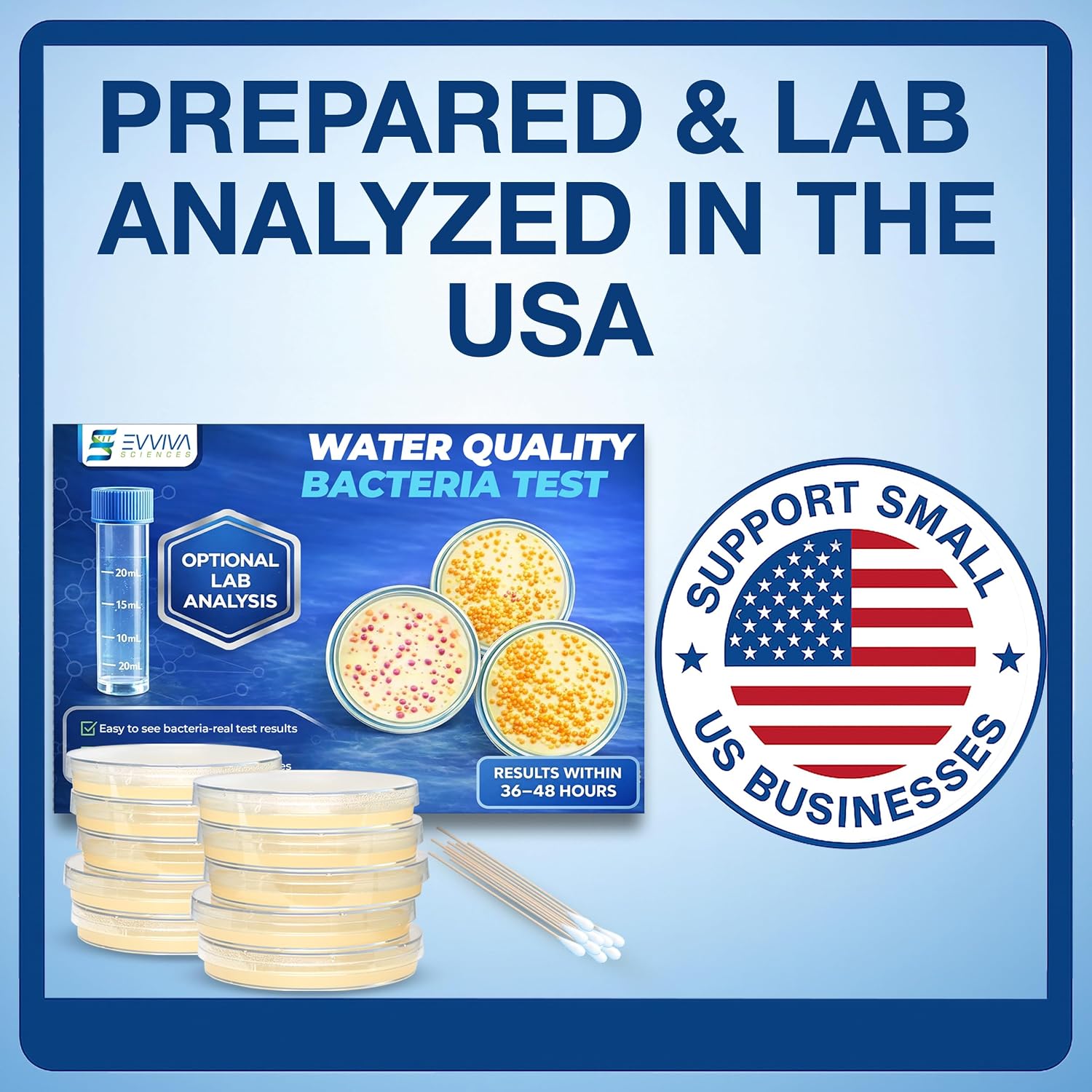 Evviva Sciences Water Bacteria Test Kit – 10 Tests for Total Bacteria, coliforms & E. coli. Lab-Ready agar Plates for