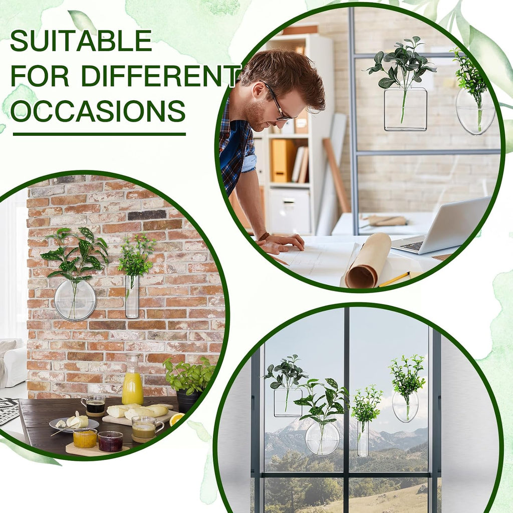 4 Pcs Wall Hanging Planter Wall Window Propagation Station Hanging Planter Glass Terrarium Container Plant Propagation