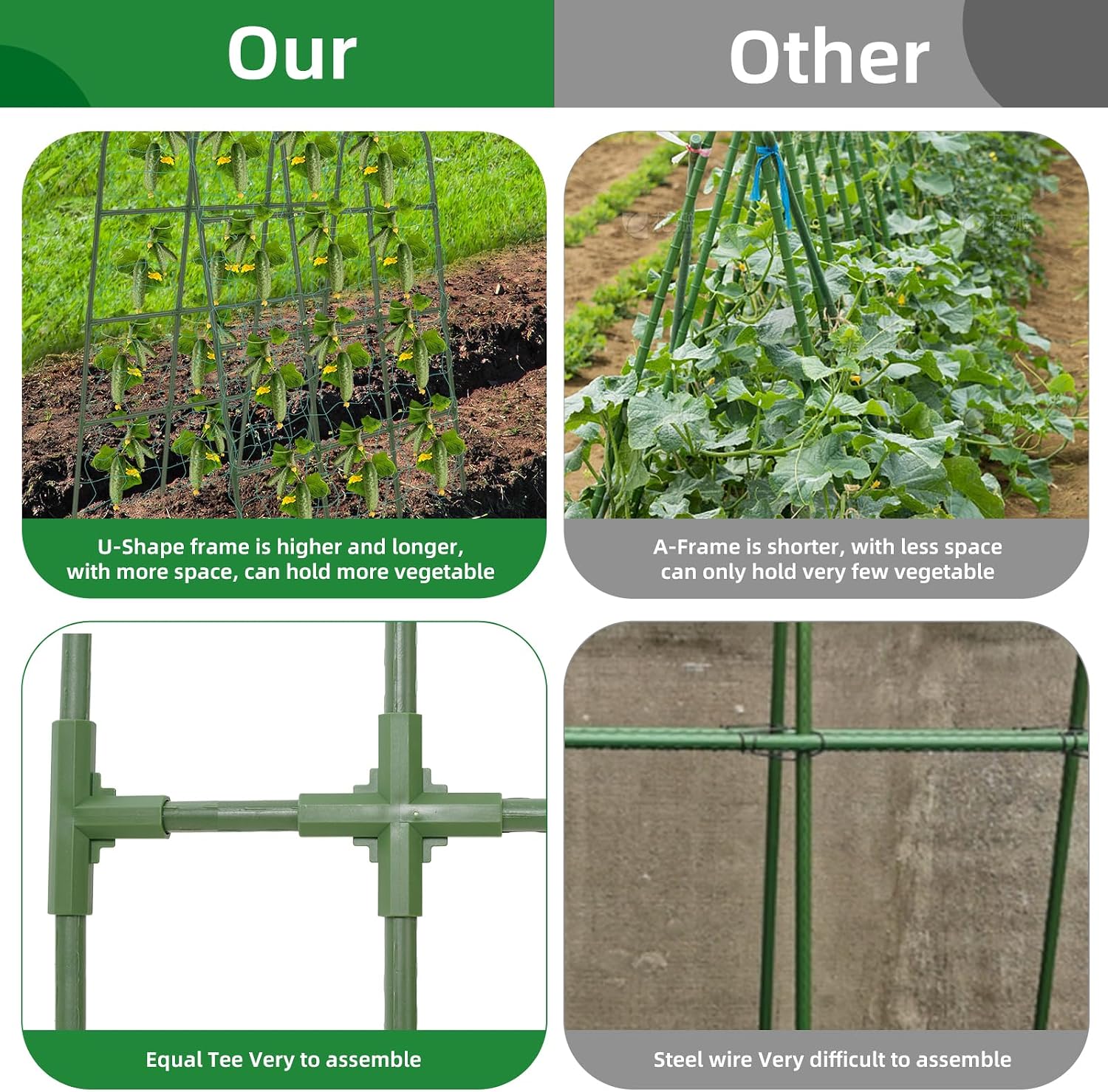 65"×50" Cucumber Trellis for Raised Bed,Tall Metal Arch Garden Trellis for Climbing Plants Outdoor,Vegetables,Plant