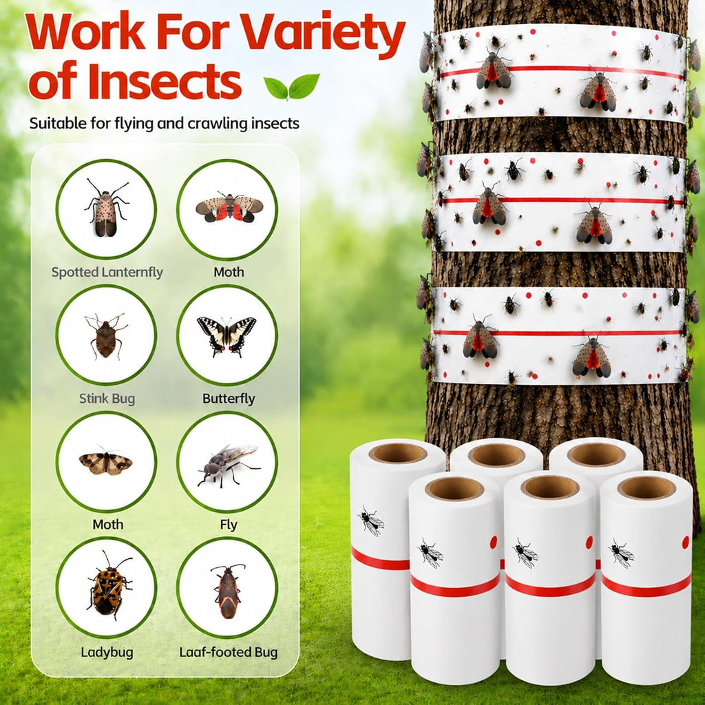 12 Rolls Spotted Lantern Fly Tree Trap 30 Feet Each Roll Lanternfly Tree Outdoor Fruit Fly Sticky Strips Paper Insect