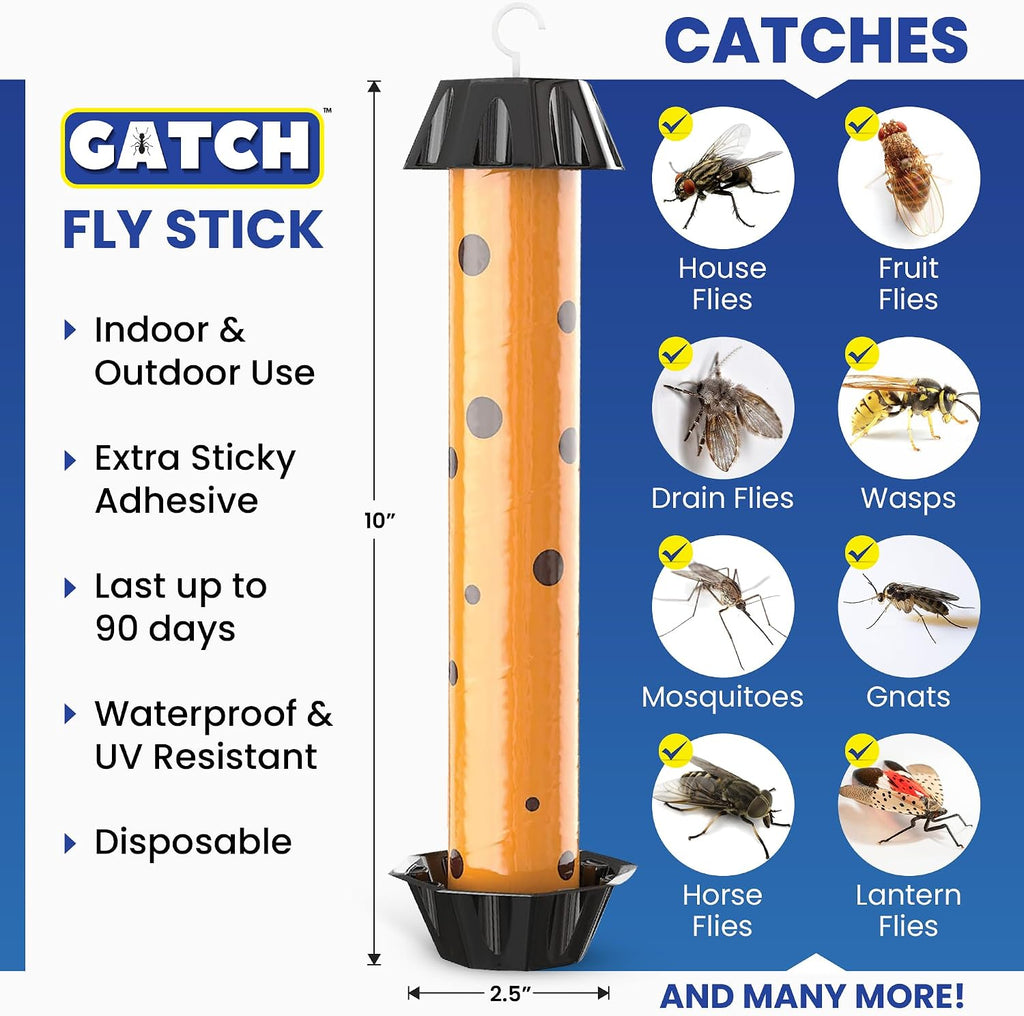 GATCH Fruit Fly Trap (4 Pack), Fly Stick for Mosquitoes, Sticky Trap for Flies Gnats Wasp Flying Insects, Bug Catcher