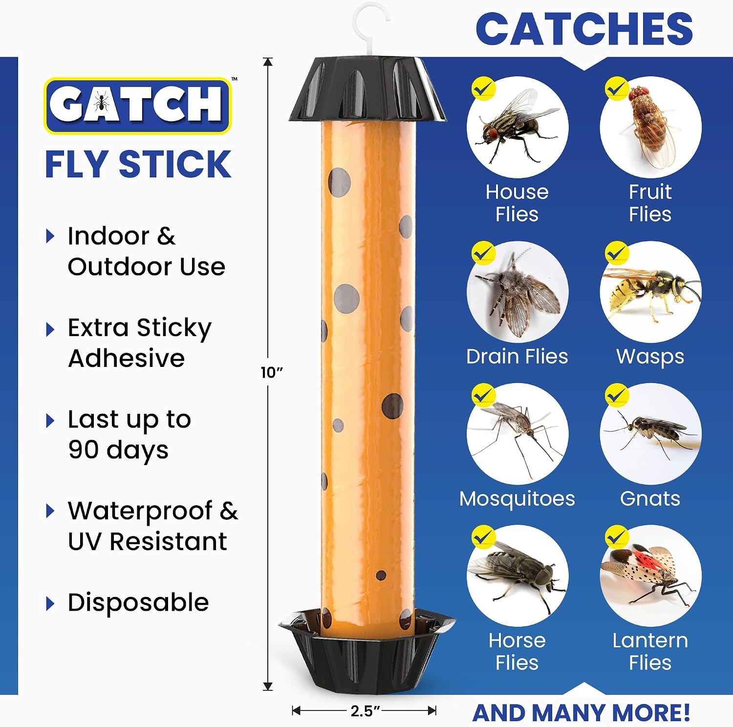 GATCH Fruit Fly Trap (4 Pack), Fly Stick for Mosquitoes, Sticky Trap for Flies Gnats Wasp Flying Insects, Bug Catcher