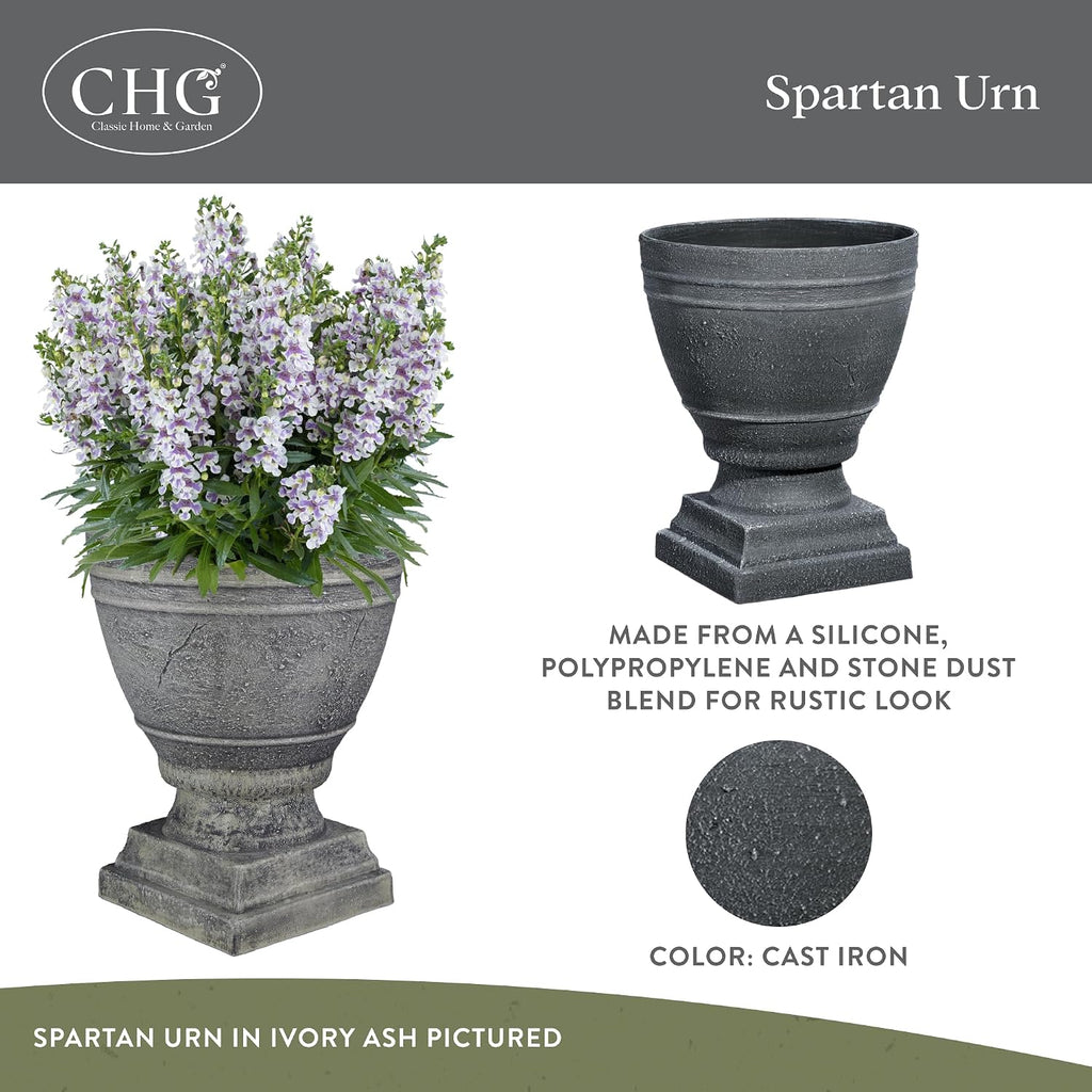 GROWSCAPE Spartan Urn Planter - Timeless Plant Urn for Floral Displays - Durable Indoor & Outdoor Plastic Garden