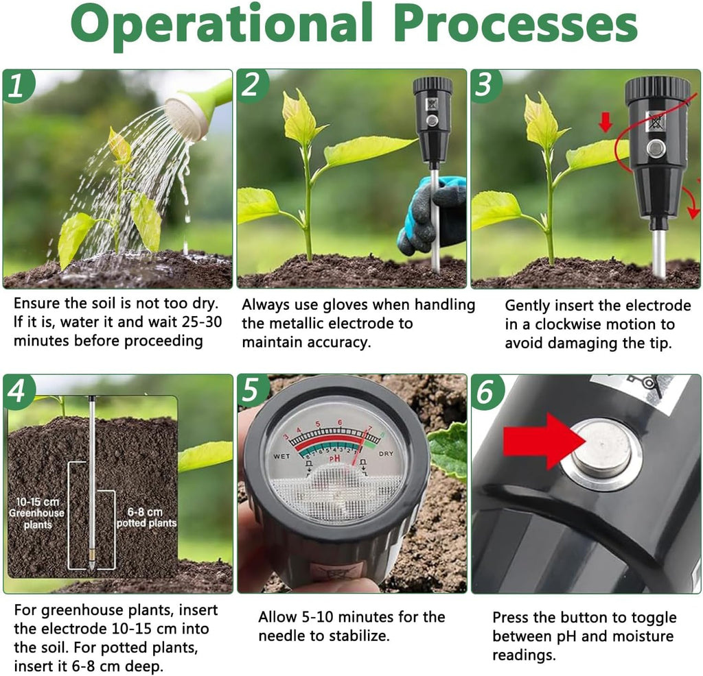 2 in 1 Soil PH Meter Soil Moisture Sensor Meter Soil PH Tester Soil Test Kit Gardening Tool for Indoor Outdoor Plant