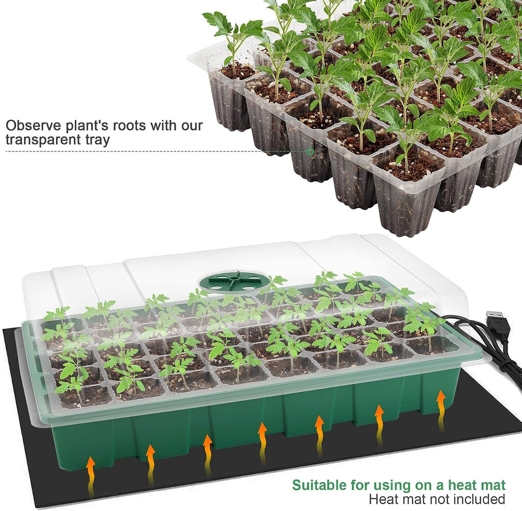 MIXC Seedling Trays Seed Starter Tray, 10-Pack Mini Propagator Plant Grow Kit Greenhouse with Humidity Vented Domes and