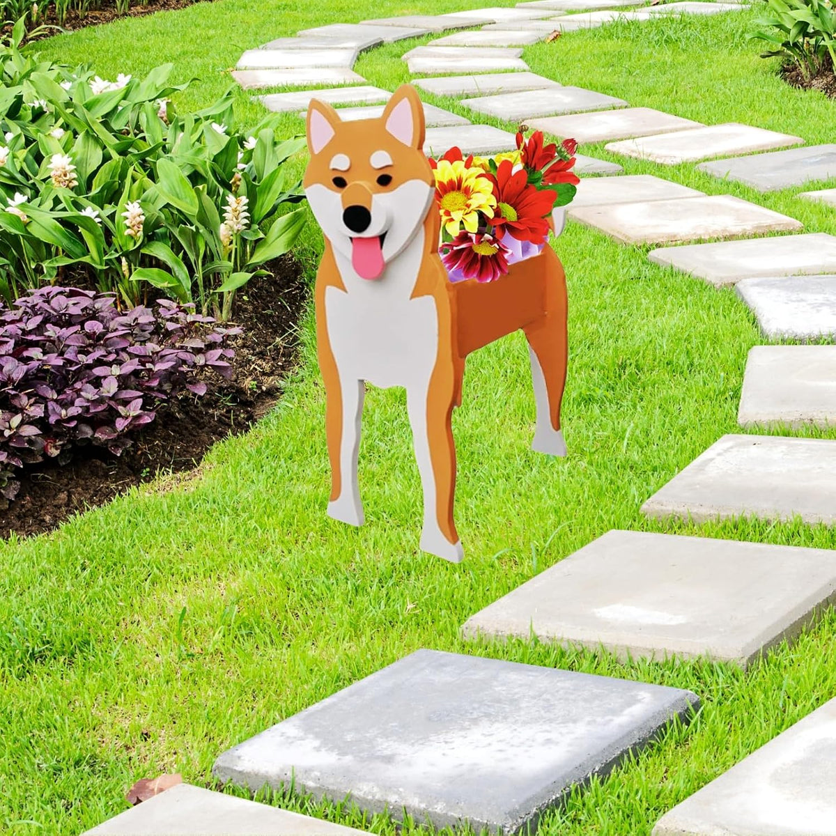 Shiba Inu Dog Planter Pots, Animal Shaped Flower Pot | Cute Plant Gift for Women and Pet Lovers, Indoor Outdoor Garden