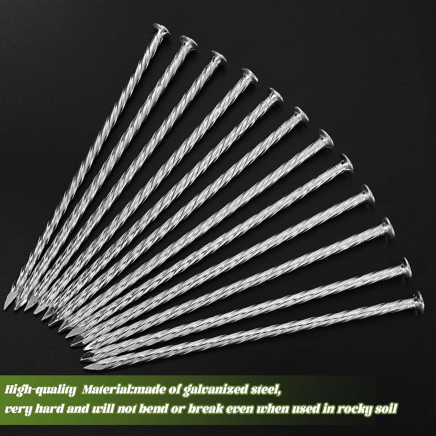 100 Pack 6 Inch Turf Nails for Artificial Grass Galvanized Metal Landscape Stakes Spiral Spikes for Weed Barrier