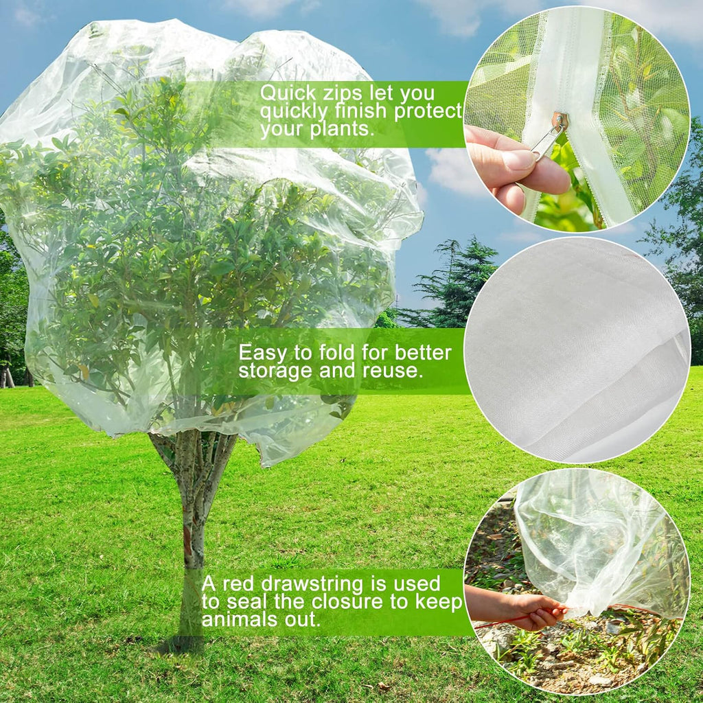 2Pcs Garden Netting Pest Barrier with Drawstring, 6.56x 6.56FT Bird Netting | Bird Netting for Garden Protection