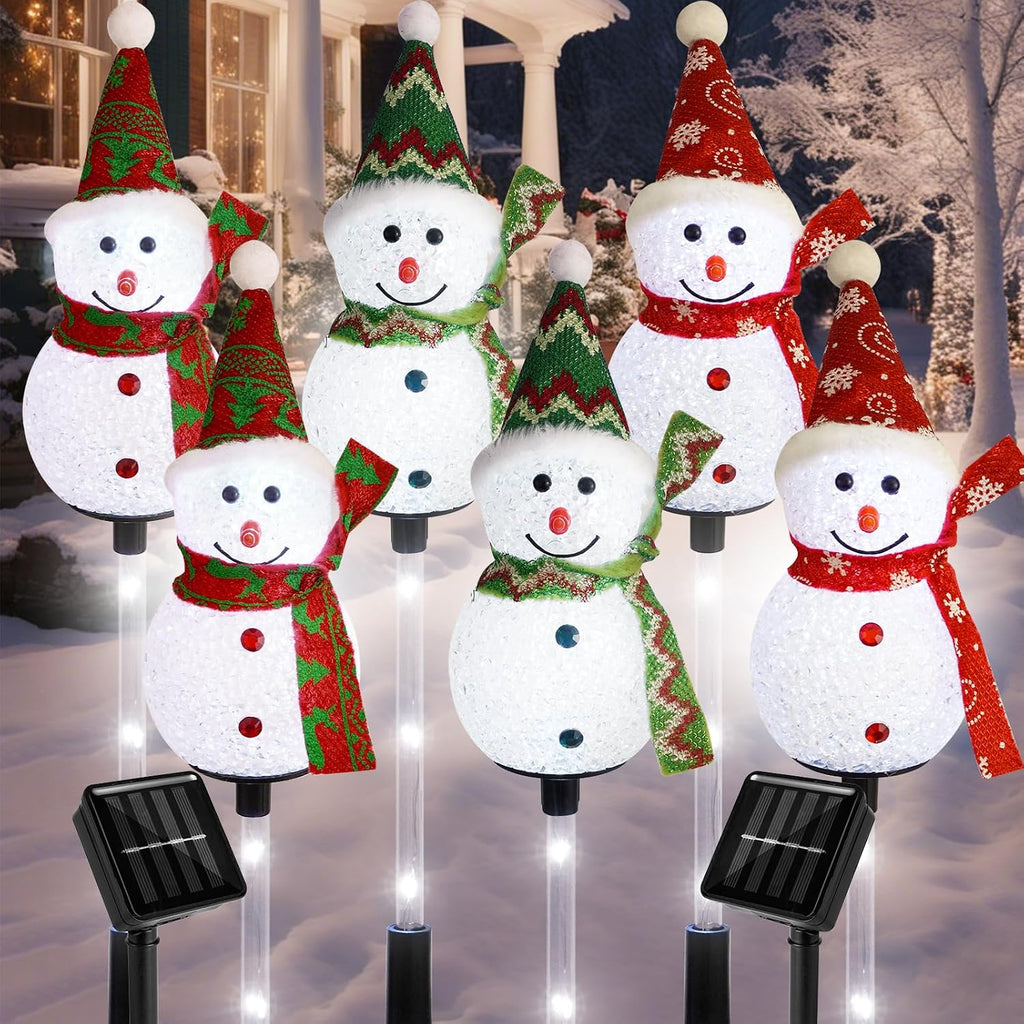 Solar Christmas Snowman Pathway Lights Outdoor Decoration, 6 Pack