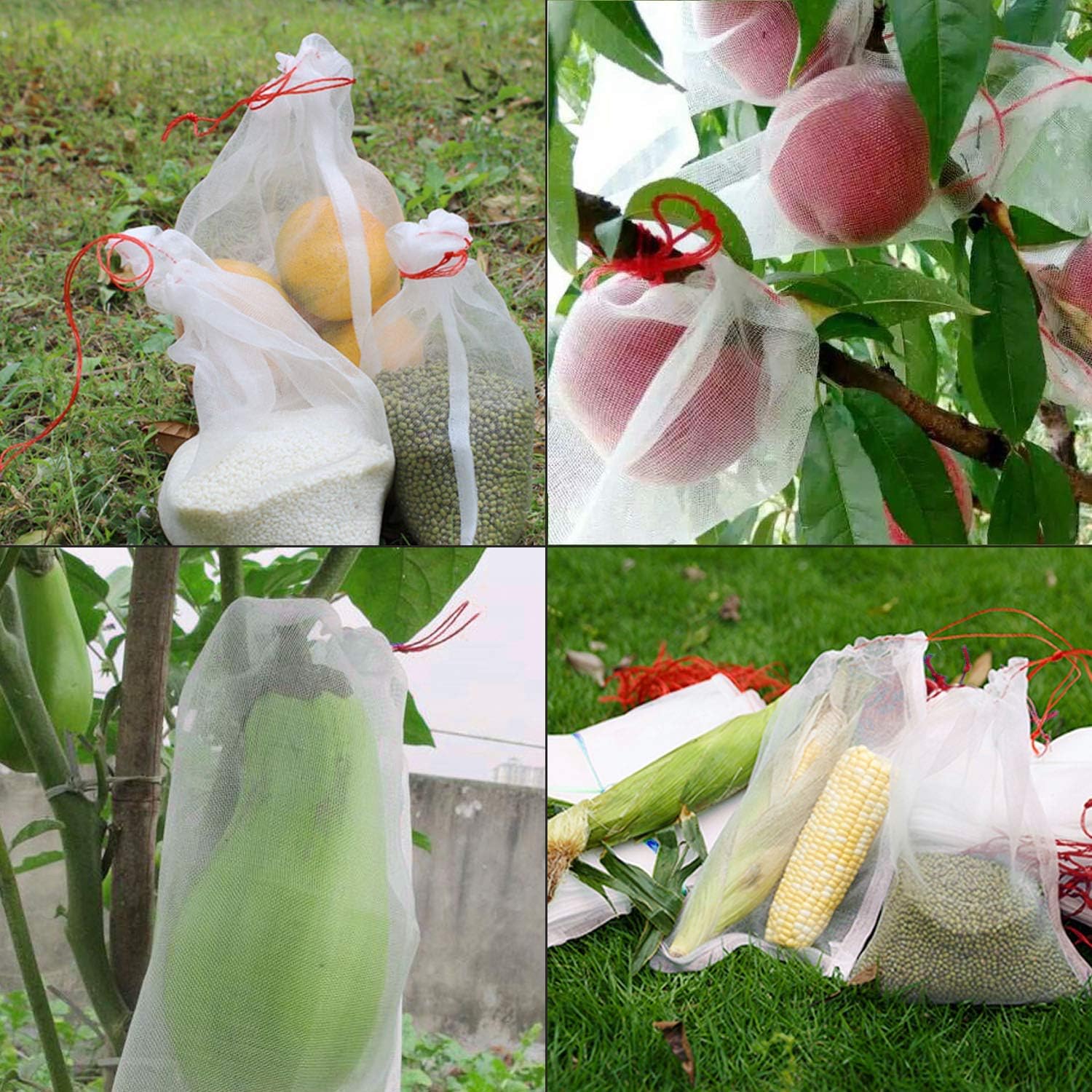 Fruit Bags for Fruit Trees, 100 PCS 6x10 Inch Fruit Protection Bags with Drawstring, Garden Netting Mesh Fruit Cover