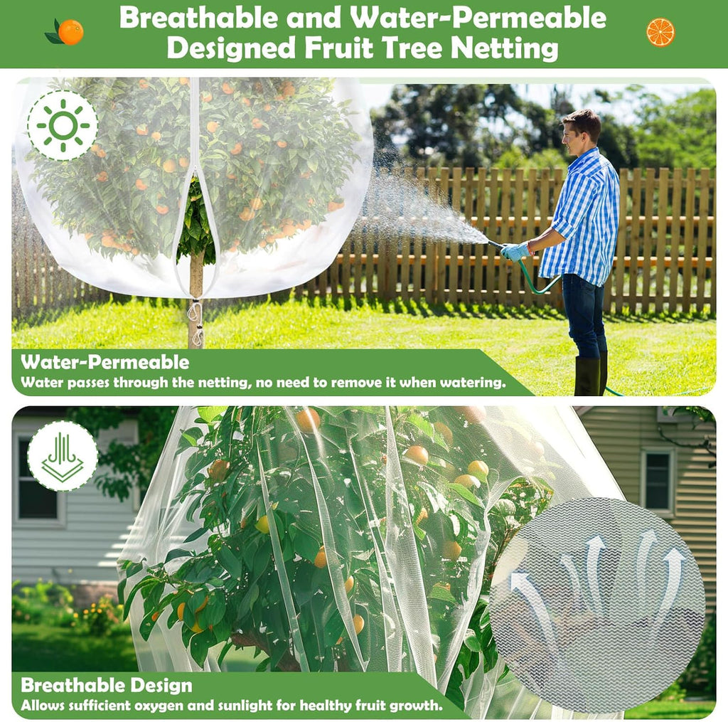 10x10 FT Fruit Trees Netting,3Pcs Large Tree Nets for Fruit Trees | Plant Garden Insect Bird Netting with Zipper, Pest