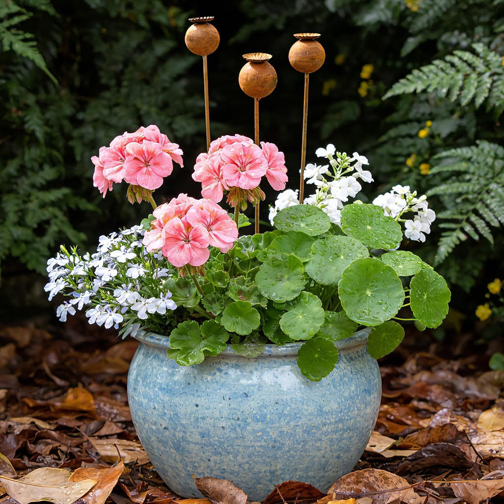 Metal Flowers 3PCS - 24inch Metal Garden Stakes Decorative Yard Art | Rusty Metal Flowers for Outside Lawn Flower Bed