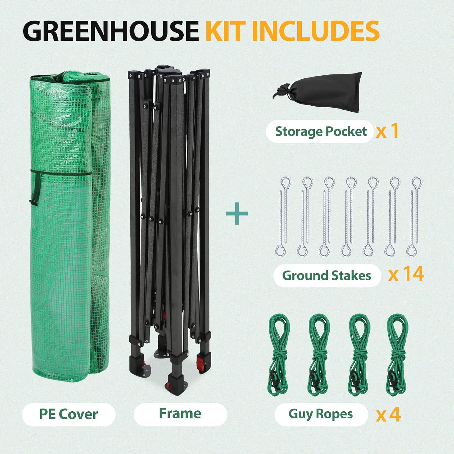 EAGLE PEAK 8x6 Easy Setup Pop Up Greenhouse, Clear/Green | Walk-In Greenhouses for Outdoors, Green House for Winter