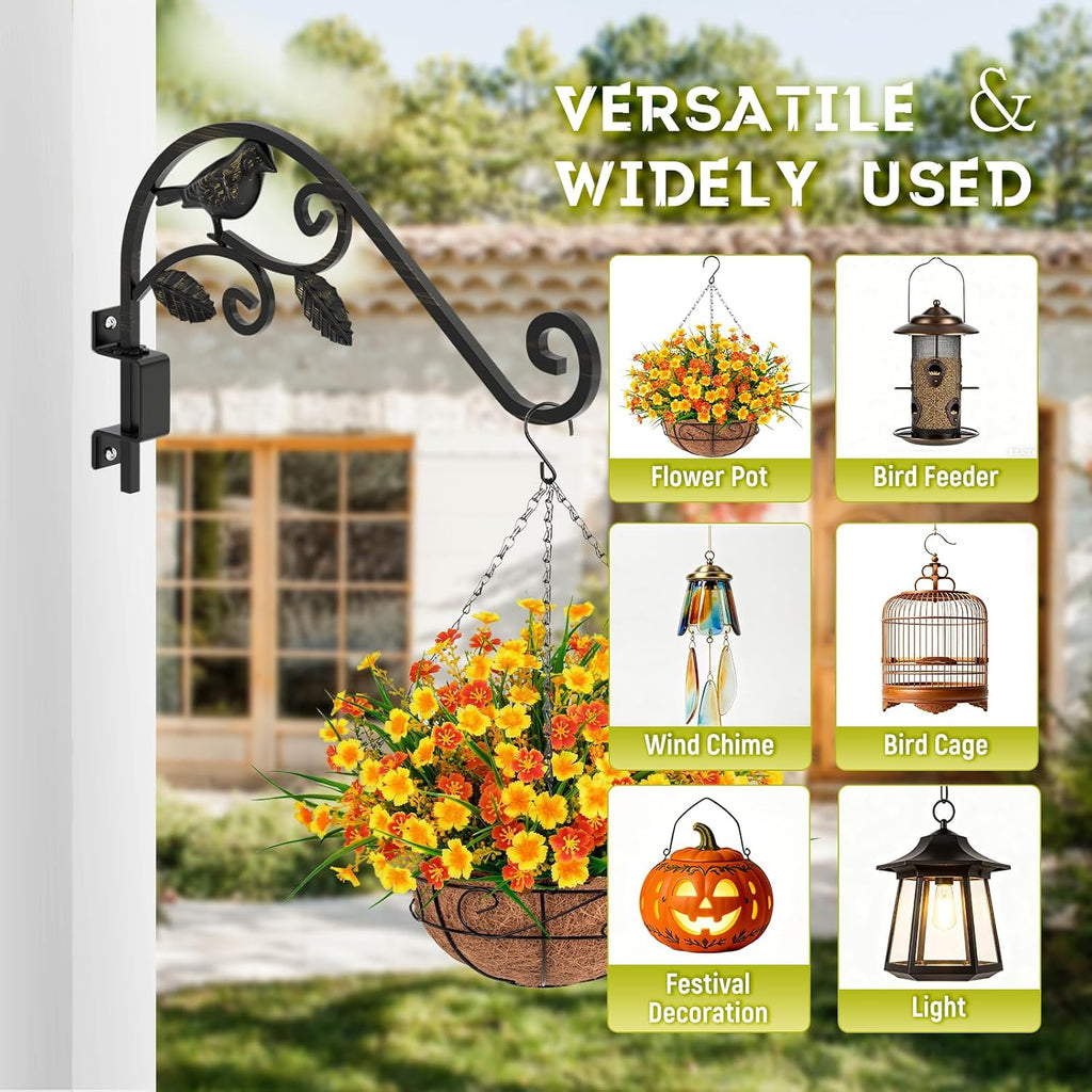Plant Hangers Outdoor, 4 Pack 15.15 inch Swivel Plant Hangers Indoor Wall Mount Sturdy Wrought Iron Plant Wall Hanger