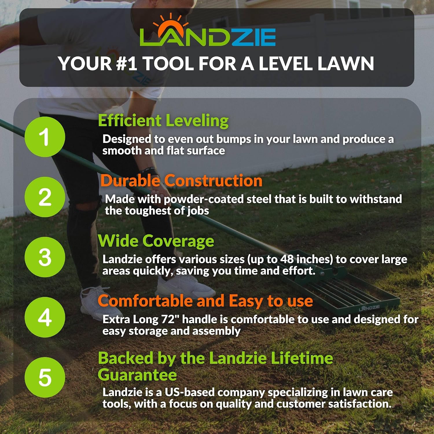The Original Lawn Leveling Rake – 36" Steel Handle Yard Leveler, Lawn Level Tool for Creating a Flat Surface - Works