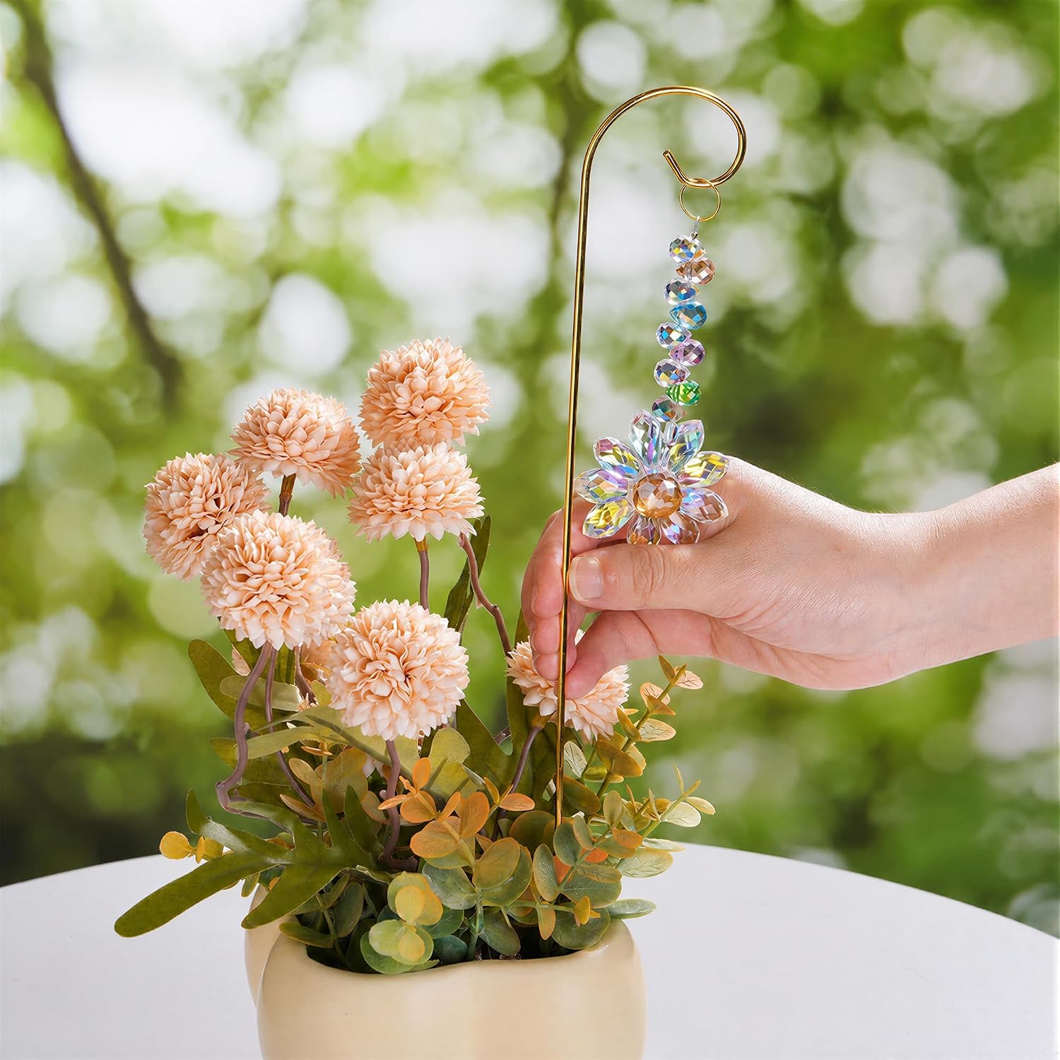 6 Pcs Colorful Crystal Sunflower Suncatcher Garden Stake with Trellis Decor | Crystal Sunflower Sun Catchers Garden