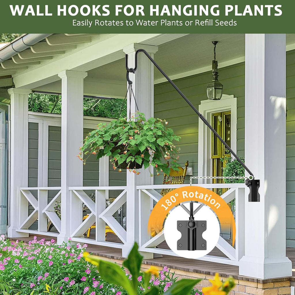28" Wall Mount Heavy Duty Deck Hook | Powder-Coated Iron Resists Rust | 360° Rotation | Holds 30 Lbs | Ideal for Bird