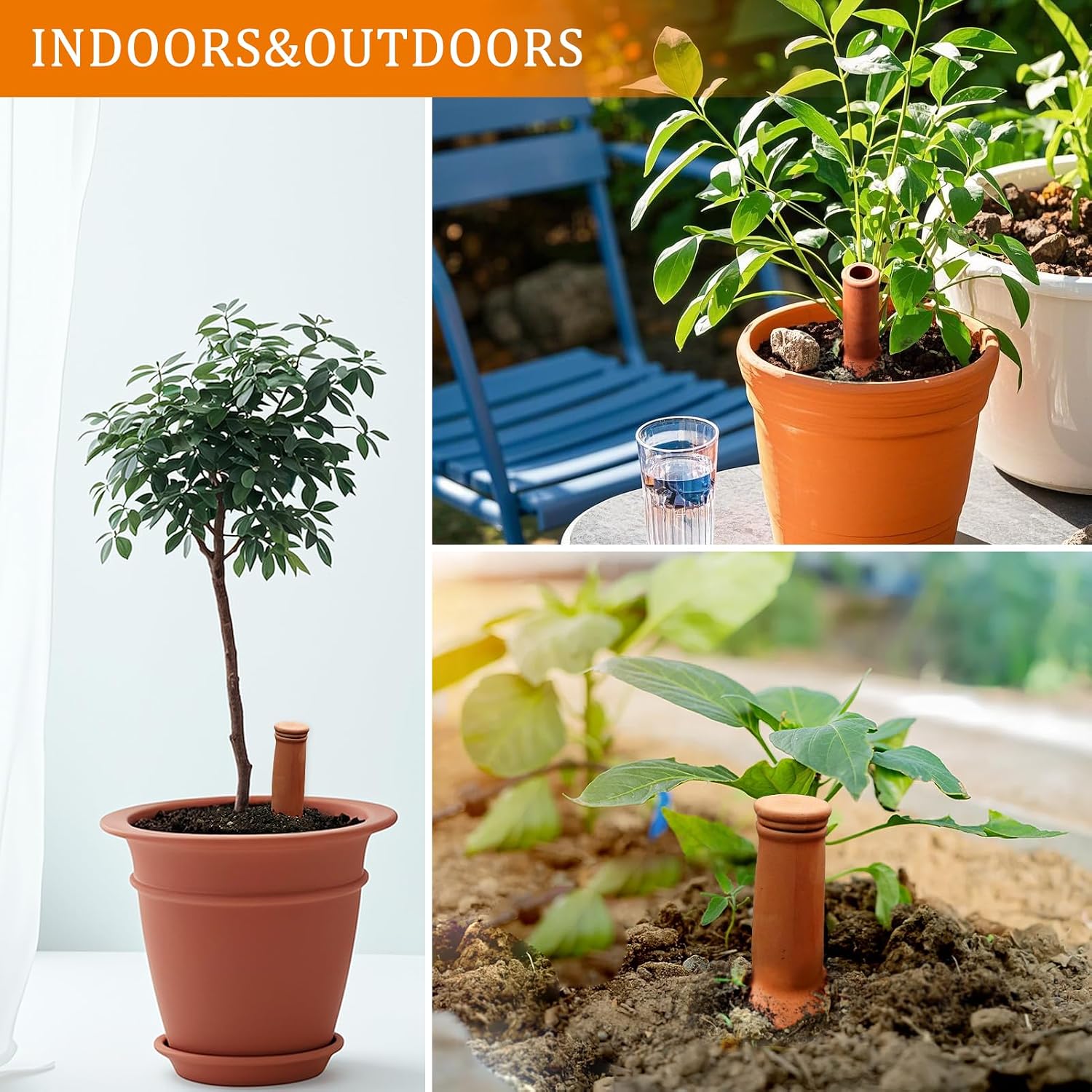 30 oz Terracotta Plant Watering Globes(3Packs), Self-Watering Clay Irrigation Device, Automatic Slow-Release Watering