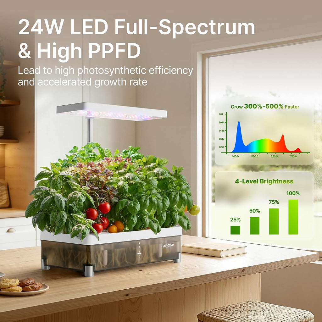 Hydroponics Growing System 13 Pods, with Dimmable Light | 4L Visible Water Tank, Adjustable Height to 12.8 in, Digital