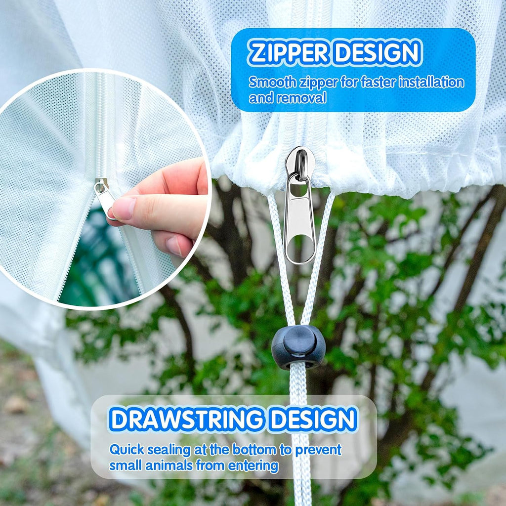 2 Pcs Plant Covers Freeze Protection, Frost Cloths for Plants, 7.9×5.9ft | Winter Tree Covers with Drawstring and