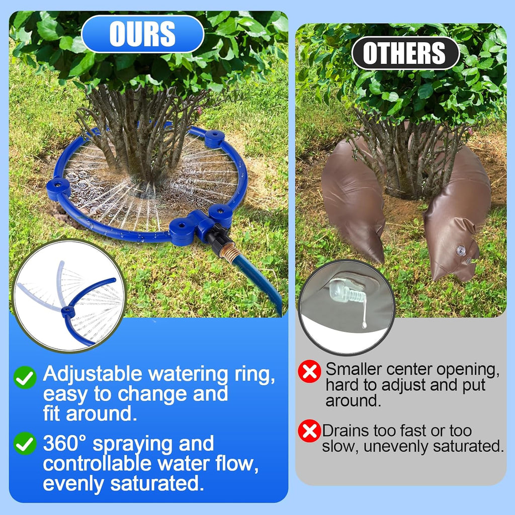 Apipi 2 Pcs 11.8" 360° Ring Tree Water Sprinklers for Even Root Irrigation | Adjustable Circle Tree Watering with Y