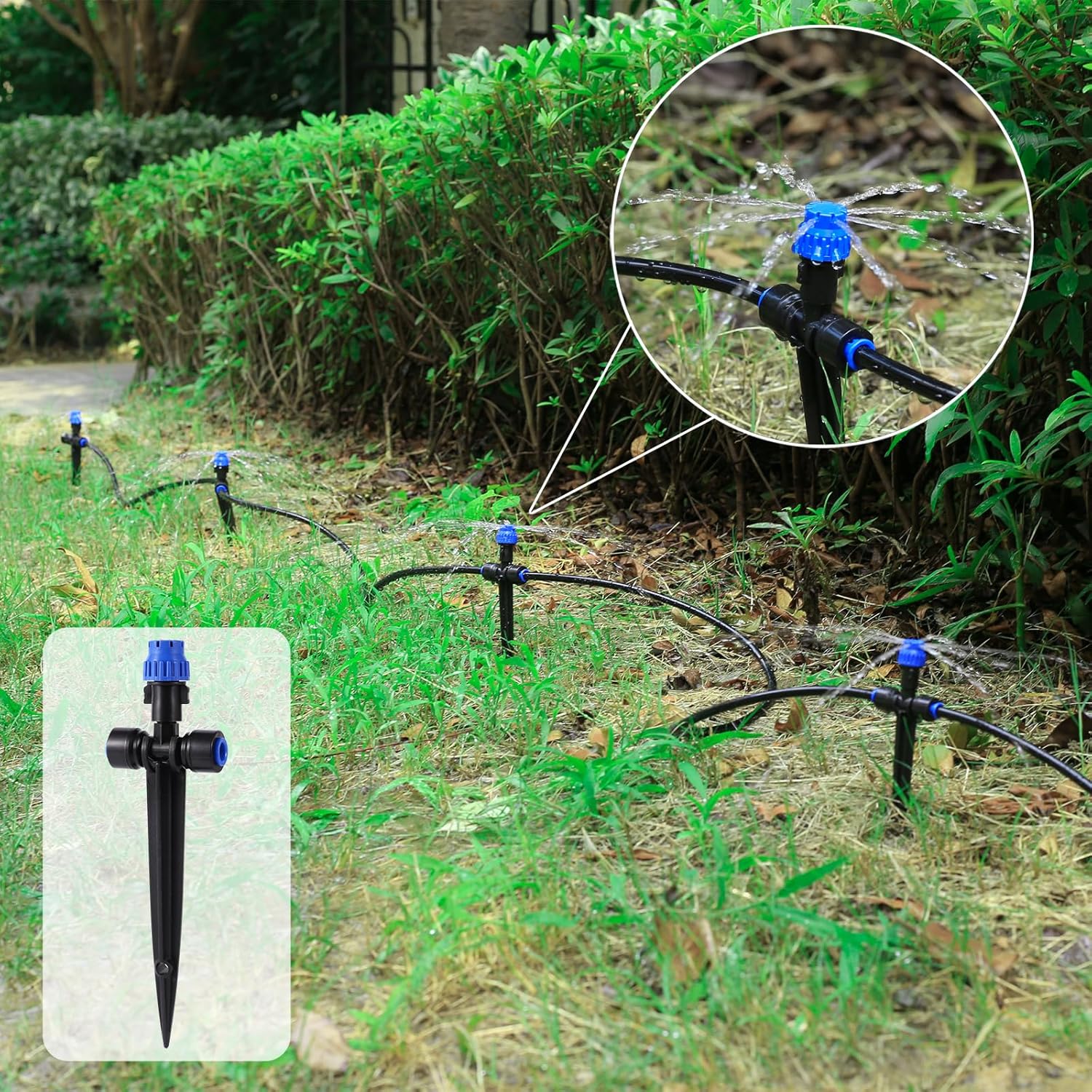 HUISUYTON 36 Pcs Push-to-Fit Drip Irrigation Emitters for 1/4 inch Tubing | Quick-Connect Drip Emitters on 5.8" Sturdy
