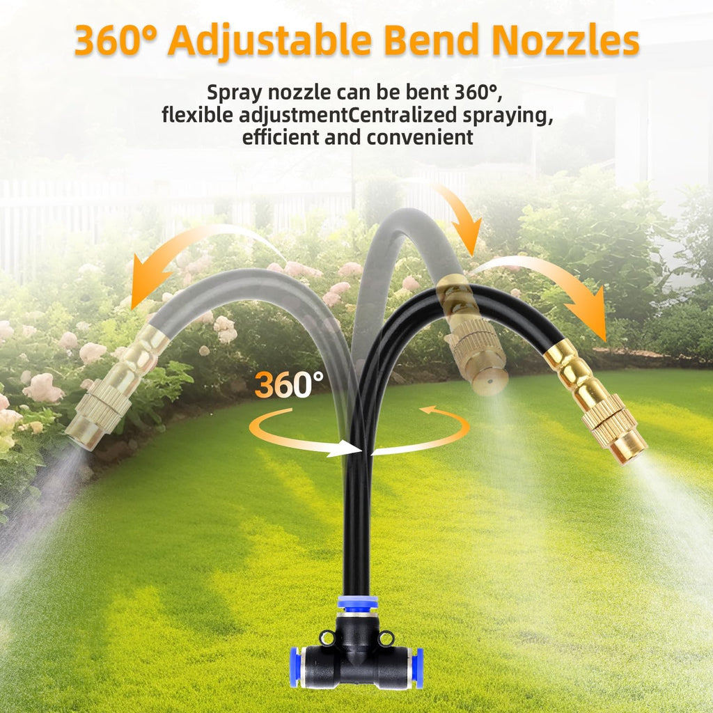100FT 1/4" Drip Irrigation System, 2026 Upgrade Garden Irrigation Kit with 24pcs 360° Adjustable Copper Nozzles, DIY