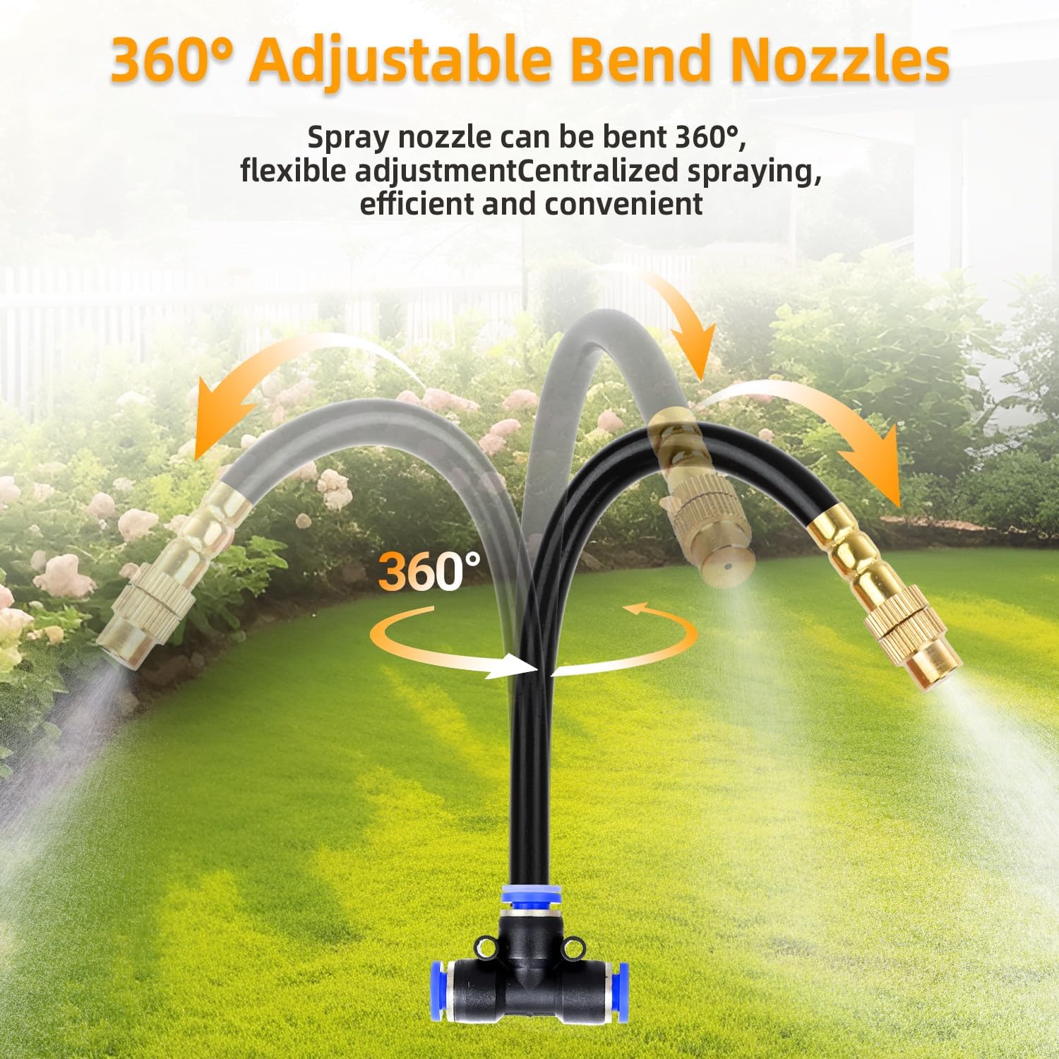 100FT 1/4" Drip Irrigation System, 2026 Upgrade Garden Irrigation Kit with 24pcs 360° Adjustable Copper Nozzles, DIY