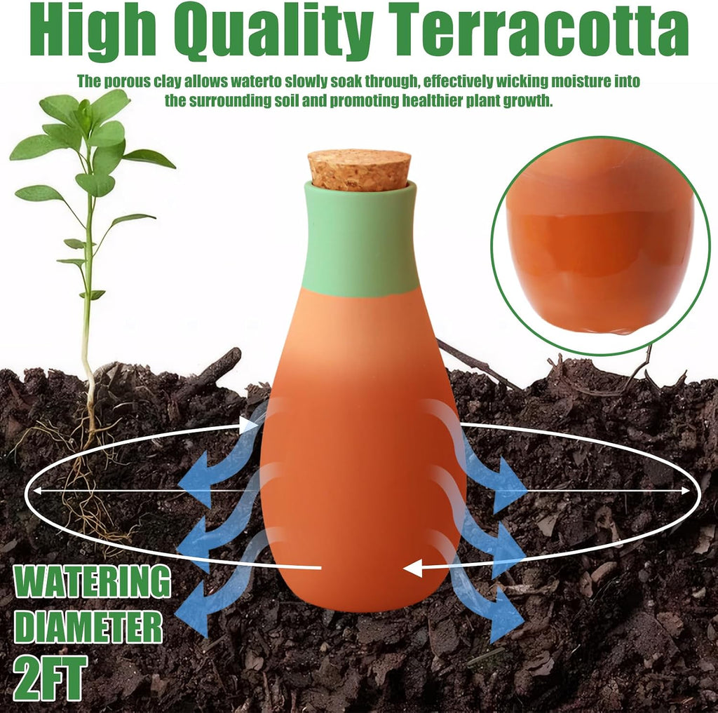 4PCS Terracotta Watering Spikes, Ollas Self Watering Globes | Slow Release Self Watering Planter Insert, Plant Watering