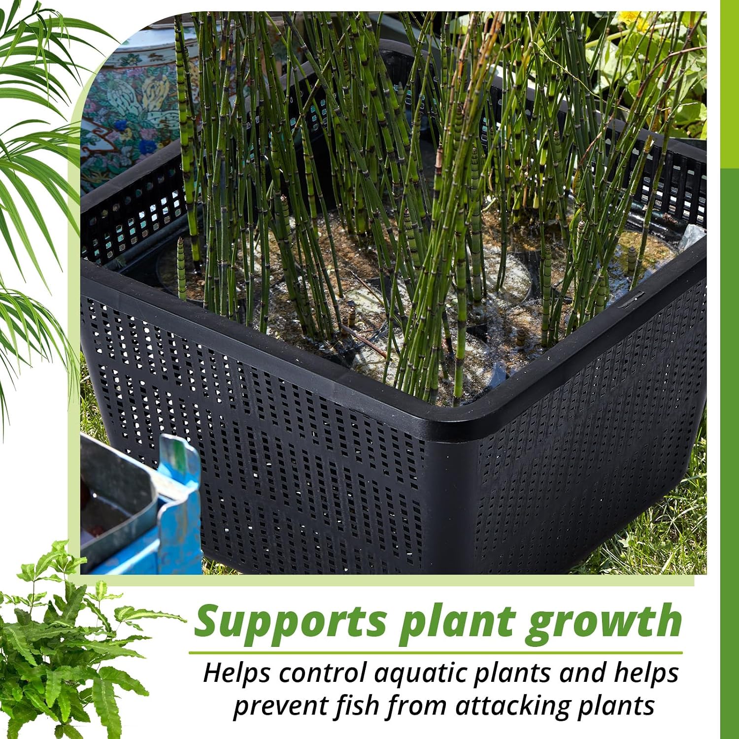 8 Pcs Aquatic Plant Baskets for Hydroponics Water Garden Plant Pots Black Plastic Mesh Basket 9 x 9 x 5.2 Inch Square
