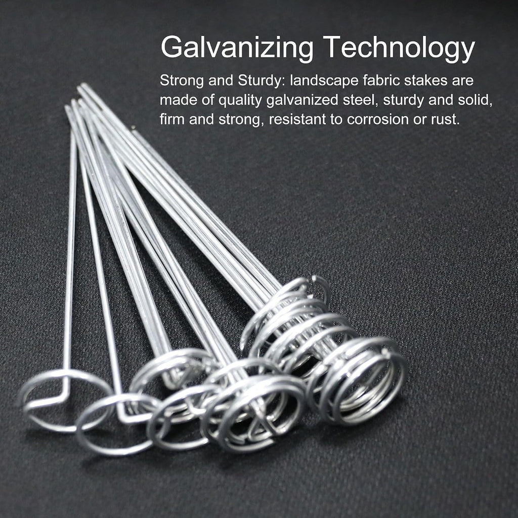120 Pcs Garden Landscape Staples - 12 Gauge Circle Top Landscape Pins - 6 Inch Galvanized Landscape Pins Garden Stakes