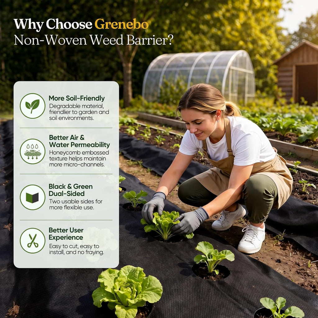 4FT x 100FT Heavy Duty Weed Barrier Landscape Fabric | Non-Woven Garden Cloth, Easy to Cut & Fray Resistant, Breathable