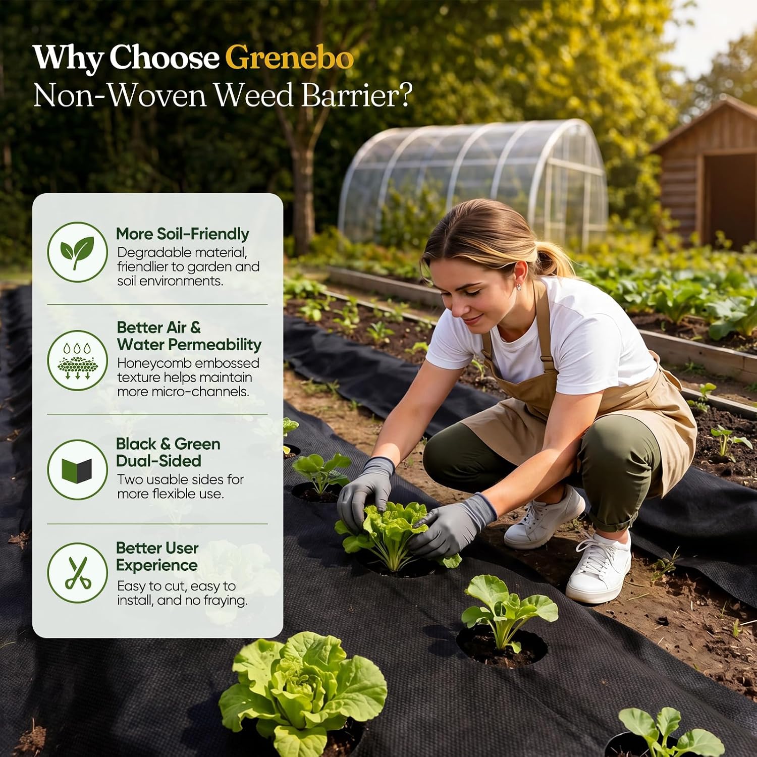 4FT x 100FT Heavy Duty Weed Barrier Landscape Fabric | Non-Woven Garden Cloth, Easy to Cut & Fray Resistant, Breathable
