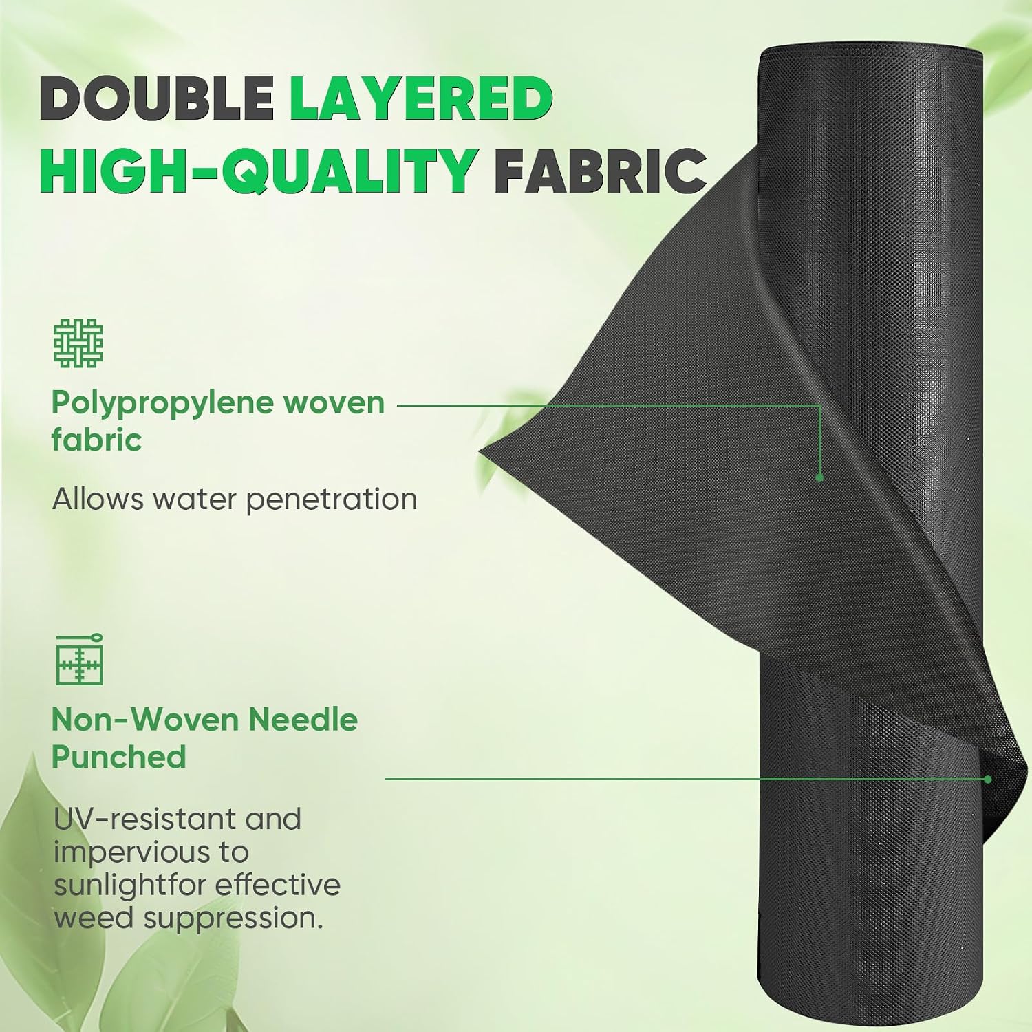 Non-Woven Thick Weed Barrier Fabric 3FT x 100FT, 3.2 oz Heavy Duty Weed Barrier Landscape Fabric, Ground Cover for