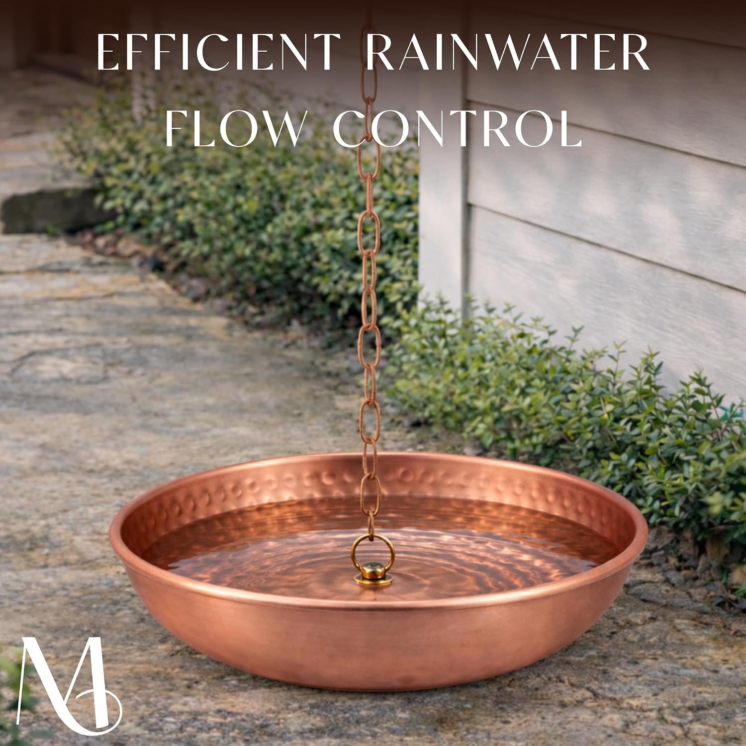 Monarch Rain Chains Rain Chain Basin – 11 Inch Hand Hammered Anchor Bowl for Gutters, Pure Copper Decorative Anchoring