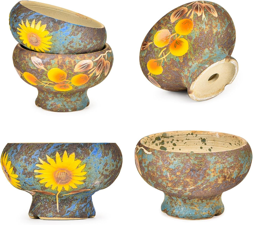 Sungmor Small Succulent Planters Set of 2, Beautiful Hand Crafted Ceramic Plant Pots Cute Cactus Pot, 6.5 Inch Flower