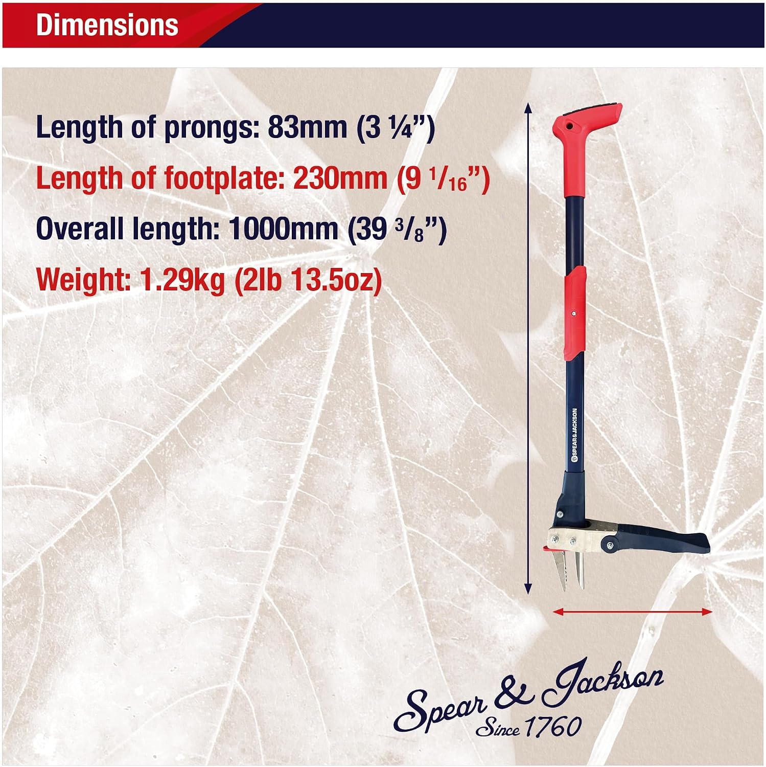 Spear & Jackson Weed Puller, Stand-Up Mechanical Garden Tool with Stainless Steel Claws and Long Nylon Fiberglass Handle