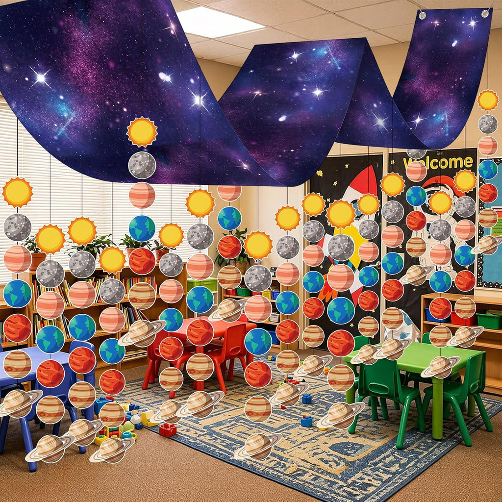 Leinuosen Solar System Ceiling Decorations Space Hanging Garlands, Space