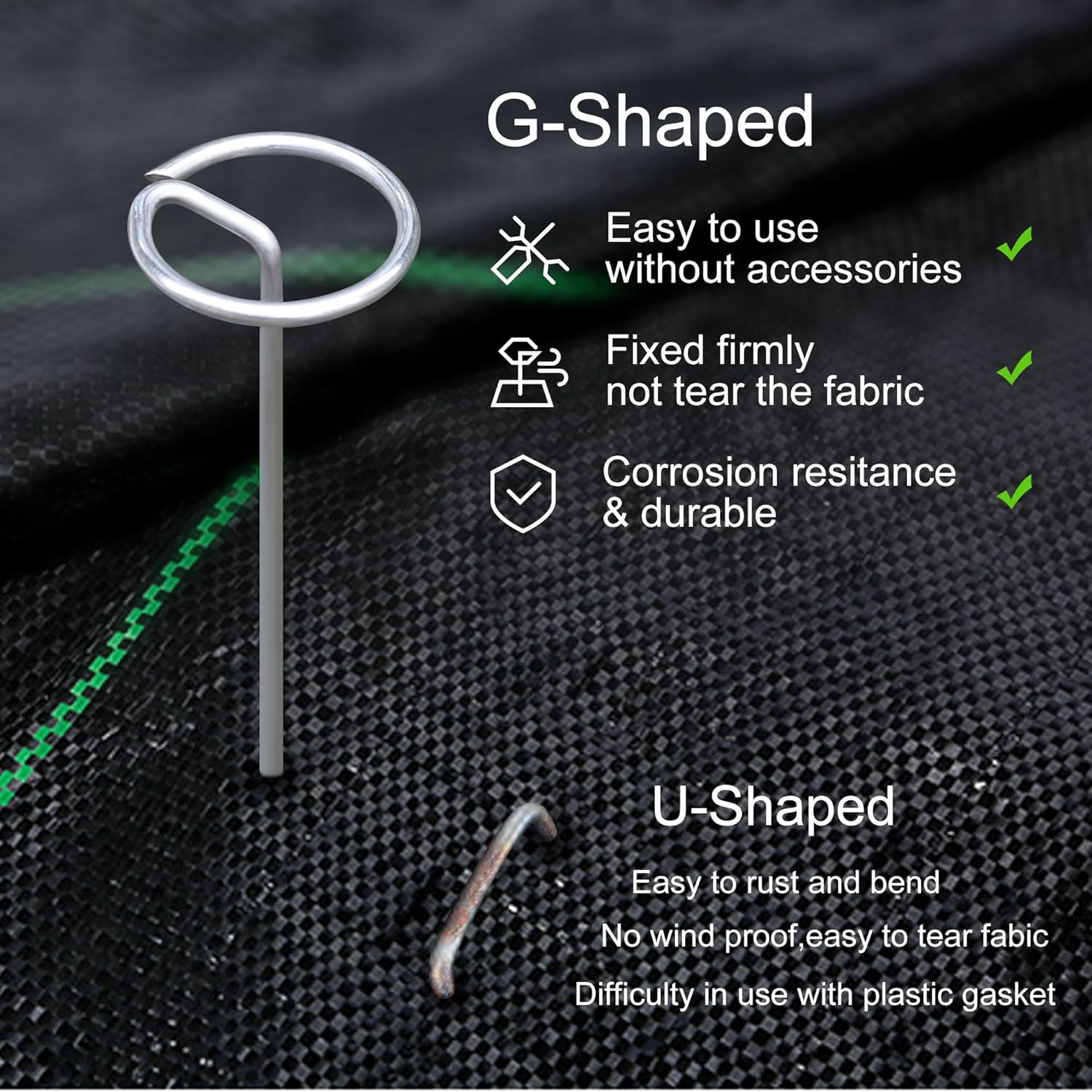 120 Pcs Garden Landscape Staples - 12 Gauge Circle Top Landscape Pins - 6 Inch Galvanized Landscape Pins Garden Stakes