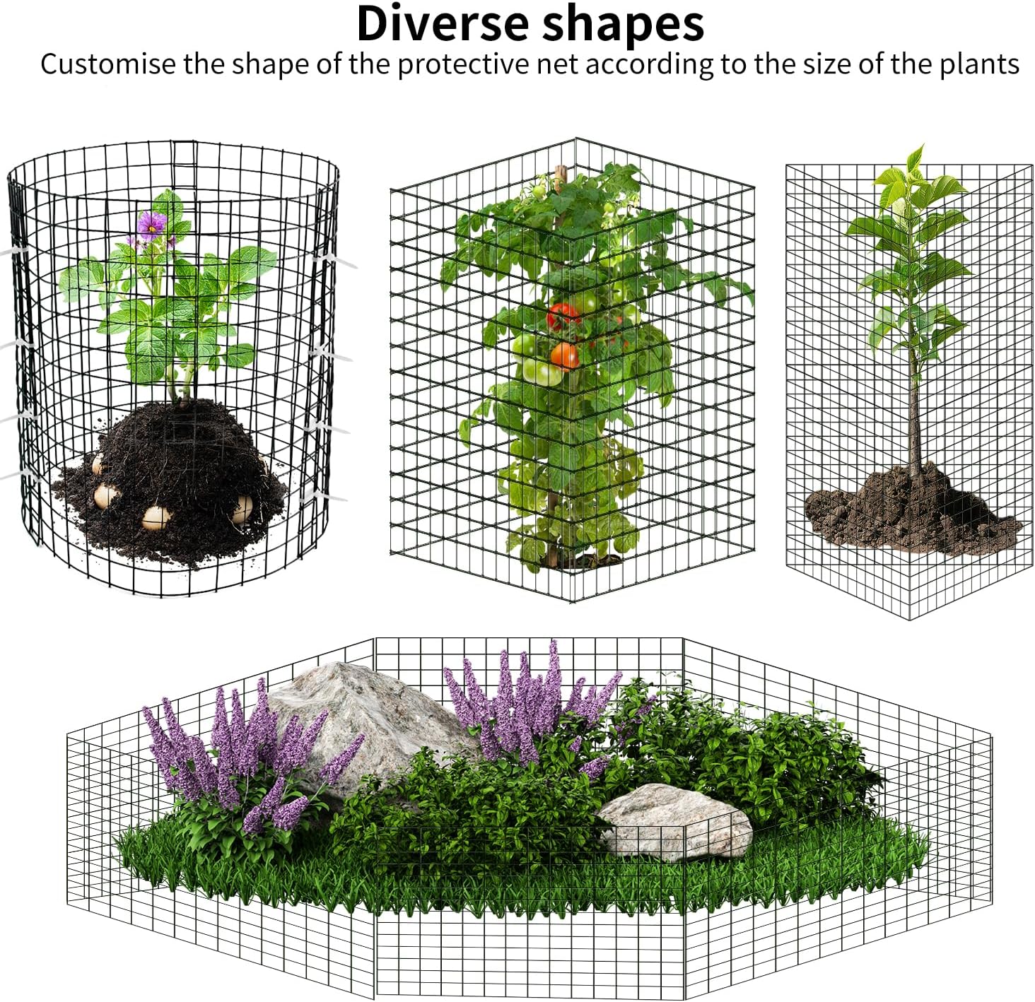 30 Pcs Plant Protectors from Animals,Protect Plants from Deer 10 Sets Metal Plant Cages Animal Intrusion Barrier Wire