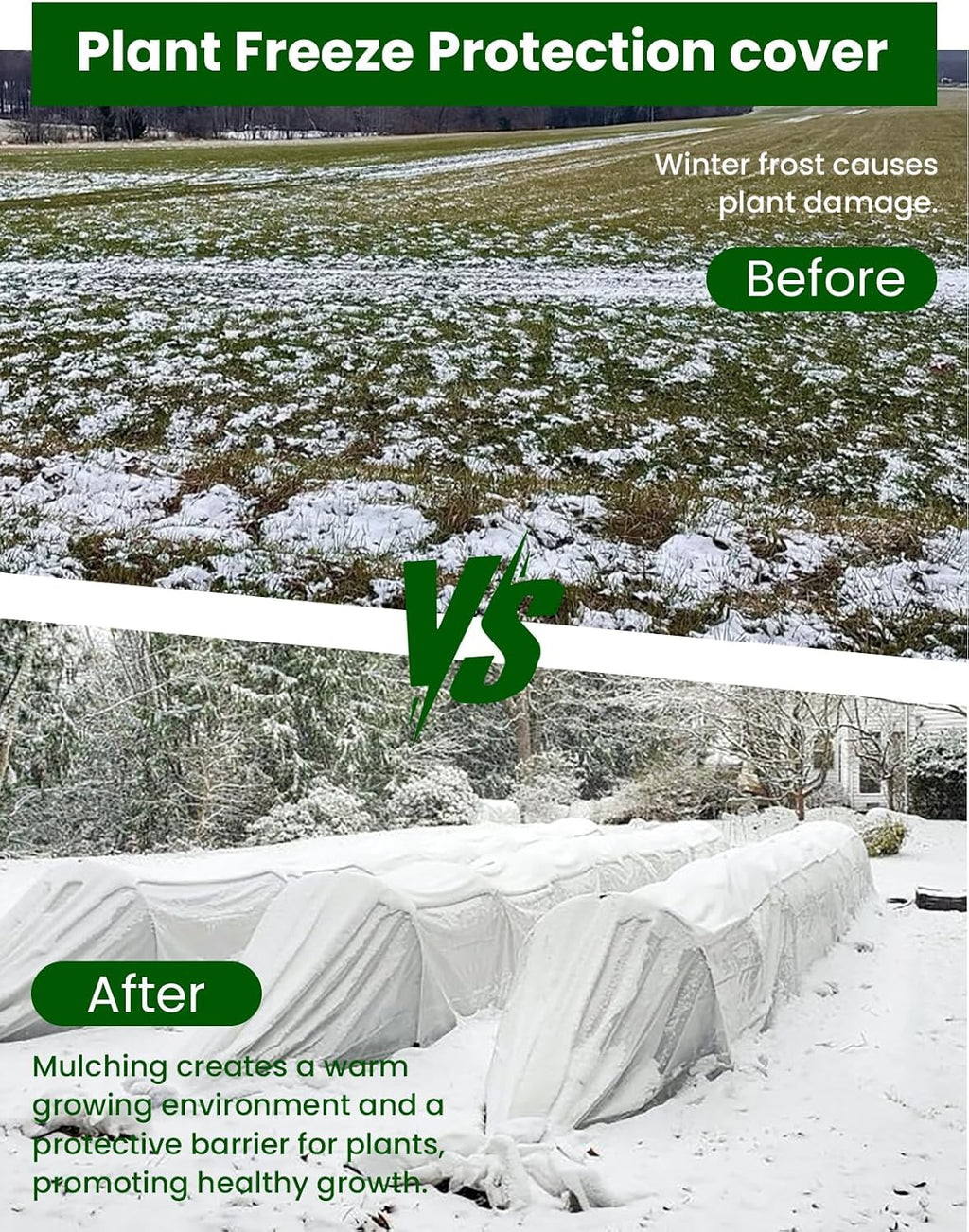 Plant Covers Freeze Protection, 10 ft x 50 ft 1.0 oz/yd² Reusable Frost Protection Floating Row Cover, Frost Blankets
