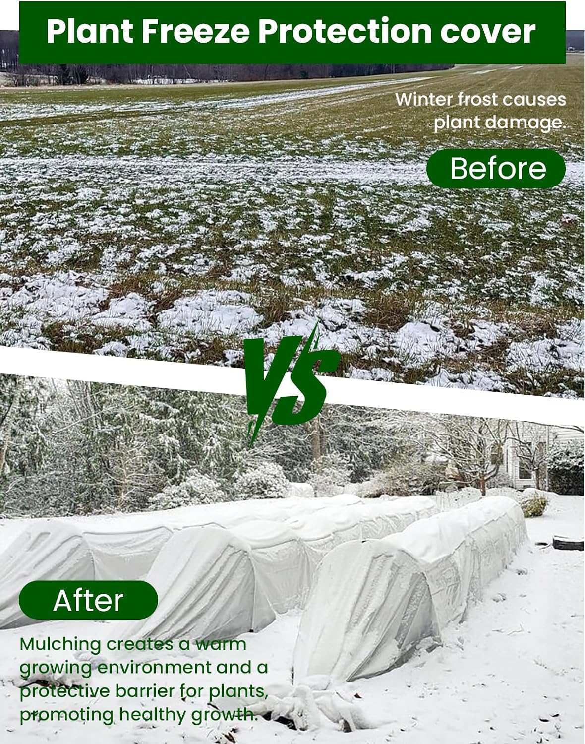 Plant Covers Freeze Protection, 10 ft x 50 ft 1.0 oz/yd² Reusable Frost Protection Floating Row Cover, Frost Blankets
