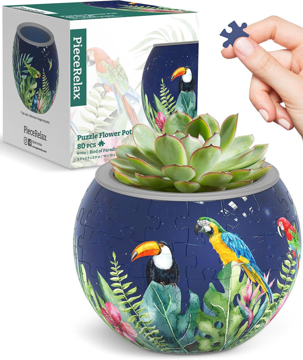 PieceRelax Unique 3D Puzzle Planter - 80 Plastic Pieces [K1106]