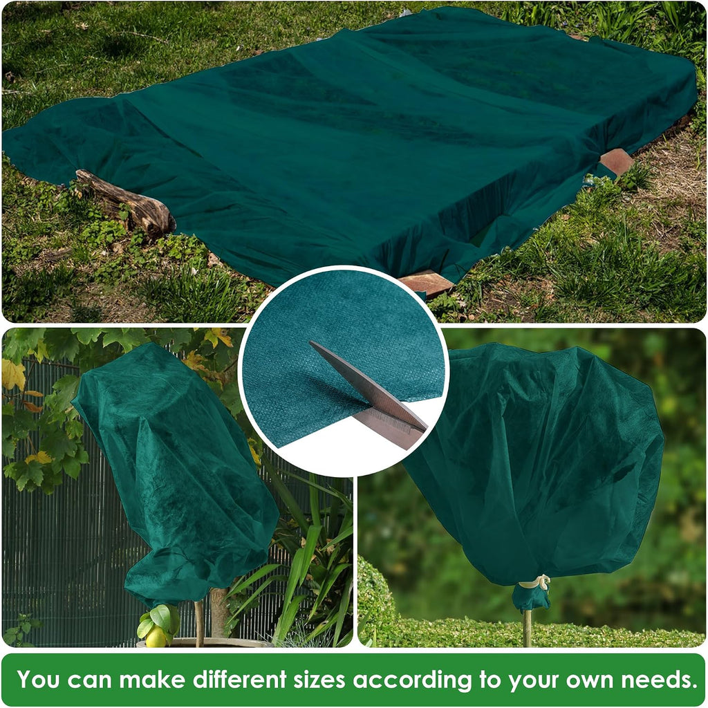 32.8 x 9.8 Ft Thicken Plant Covers Freeze Protection- Darkgreen Warm Winter Frost Cloth Blanket- Garden Fabric Plant