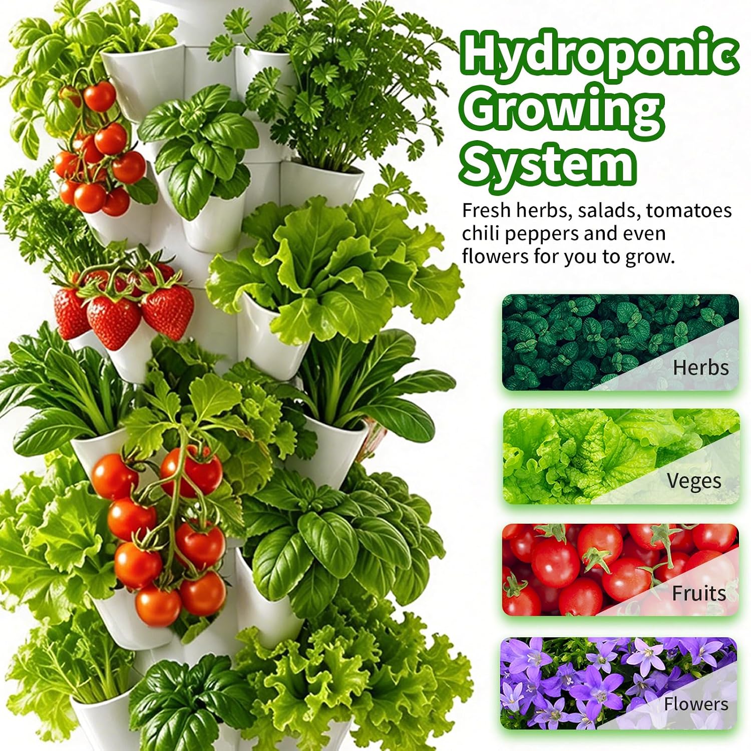 Hydroponic Tower,Vertical Hydroponics Growing System for Indoor Vegetables