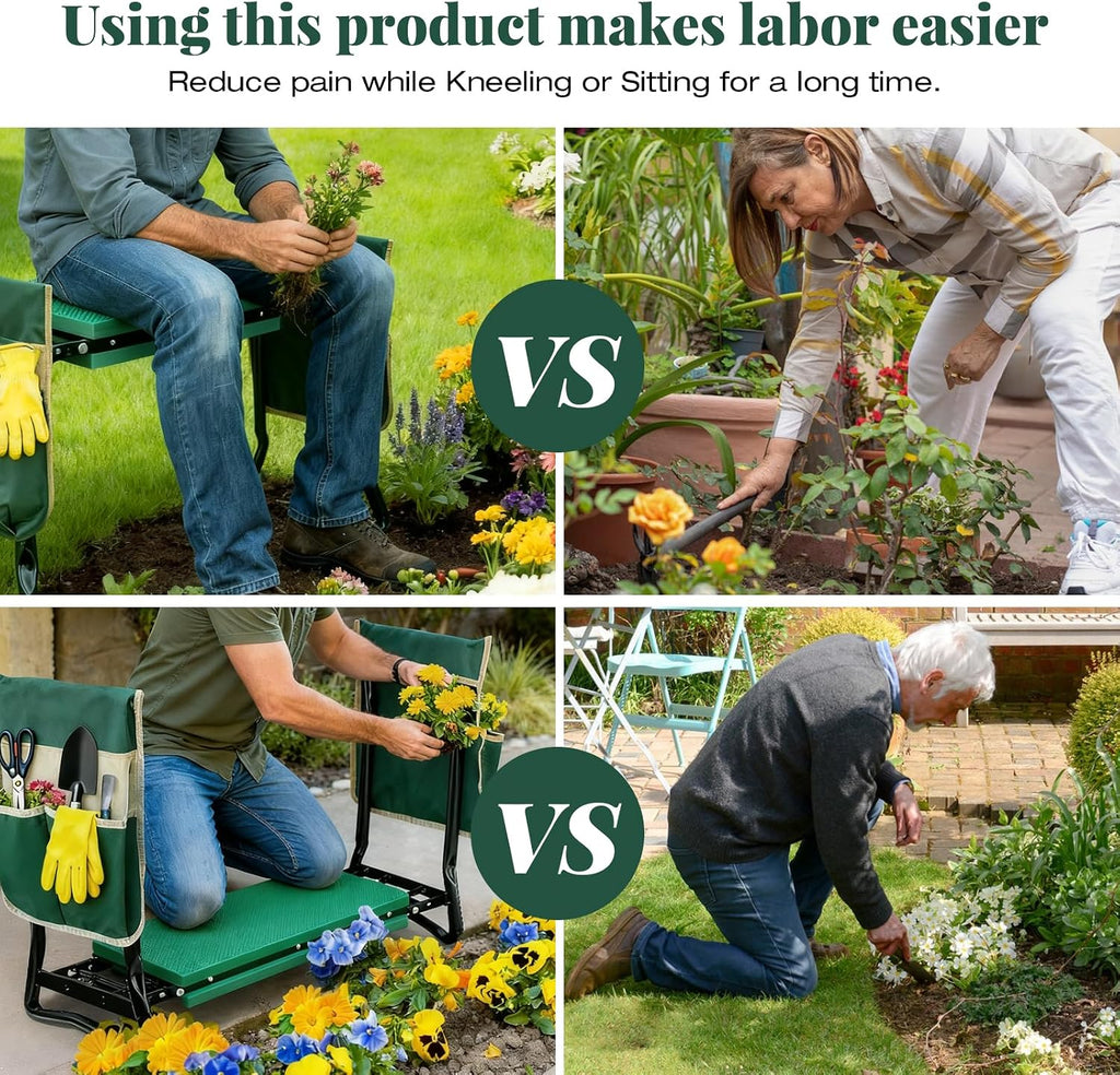 RAIN SPIRIT Garden Kneeler and Seat Gifts Foldable Gardening Stool | with Thicken & Widen Soft Kneeling Pad,Garden