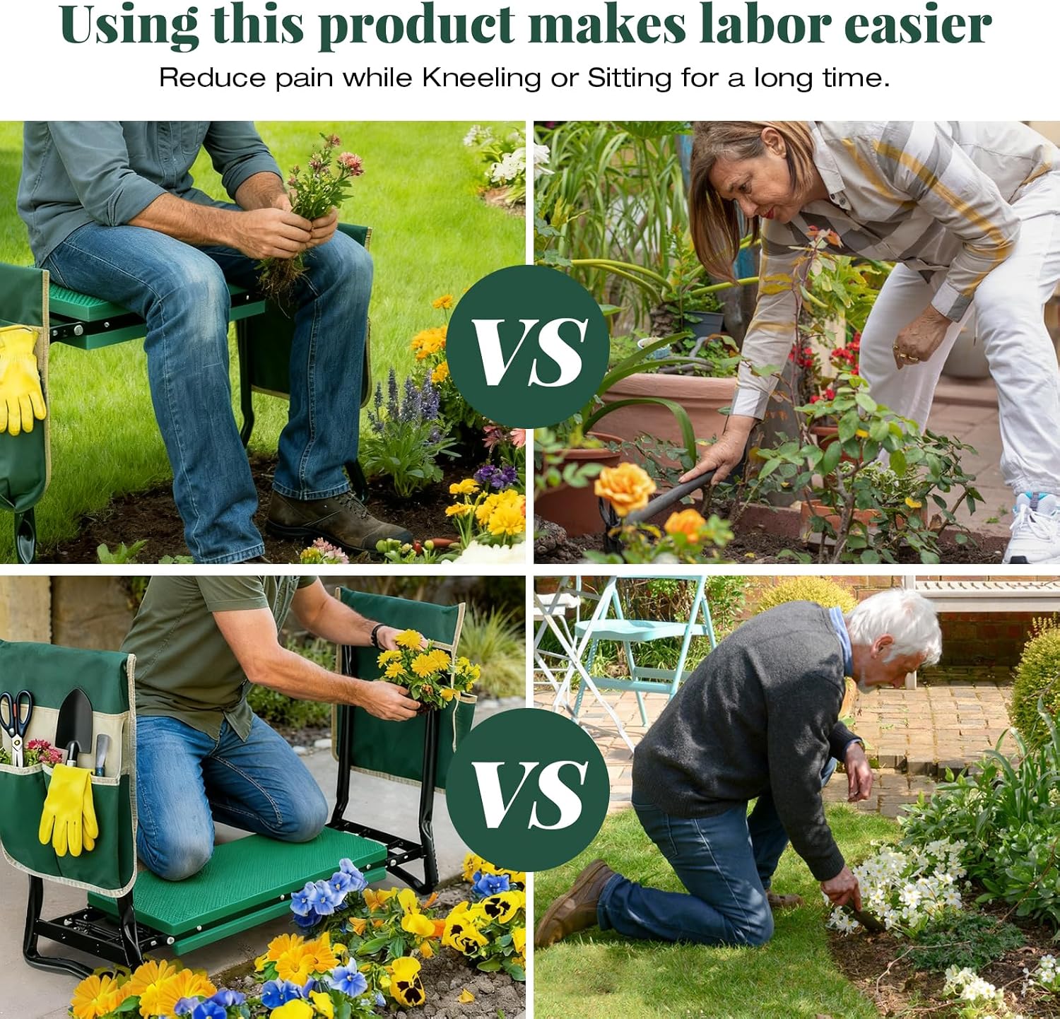 RAIN SPIRIT Garden Kneeler and Seat Gifts Foldable Gardening Stool | with Thicken & Widen Soft Kneeling Pad,Garden