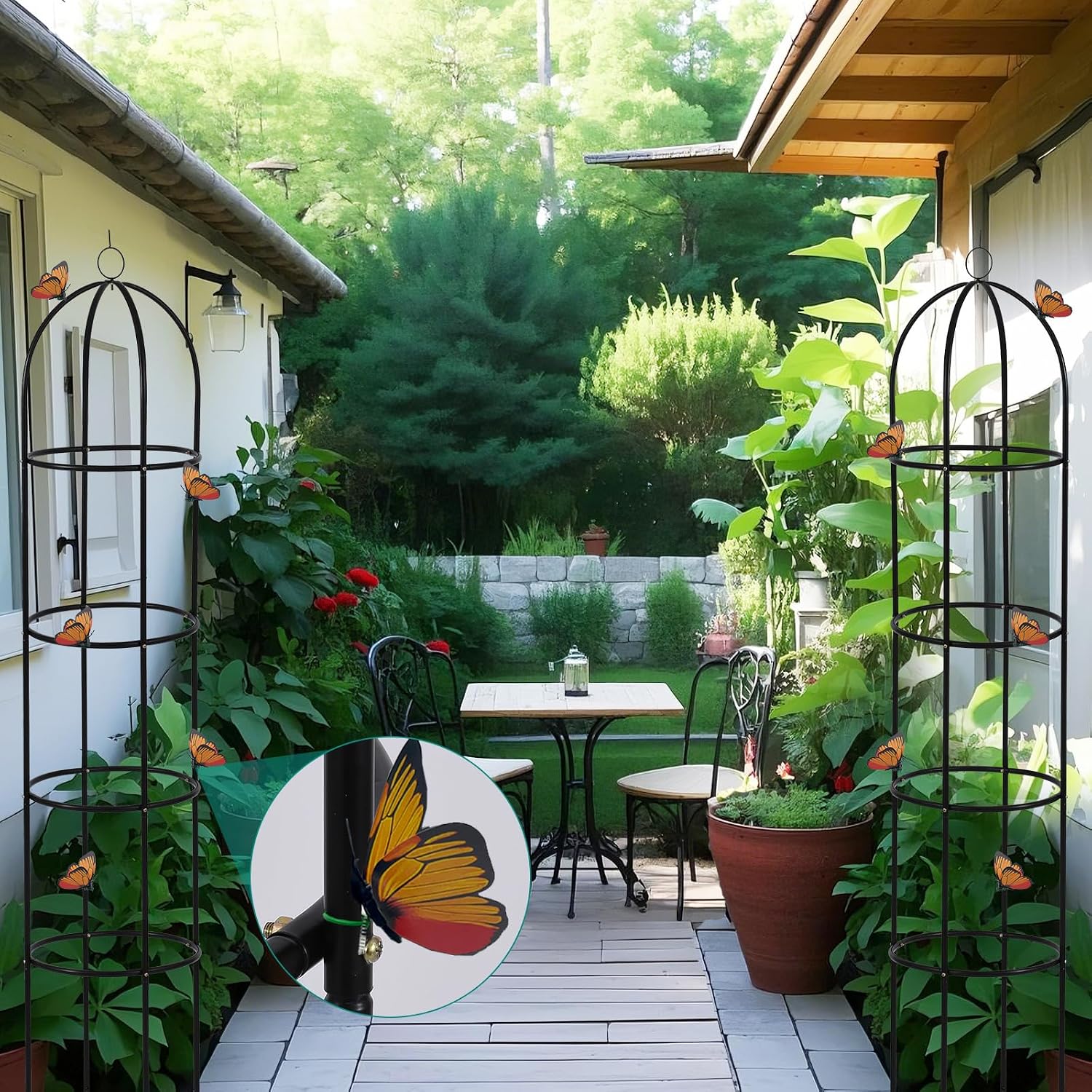 Wellsign 6.6ft 100% Metal Obelisk Trellis for Climbing Plants Outdoor | 2Pack Garden Tower Trellis Potted Plant Support