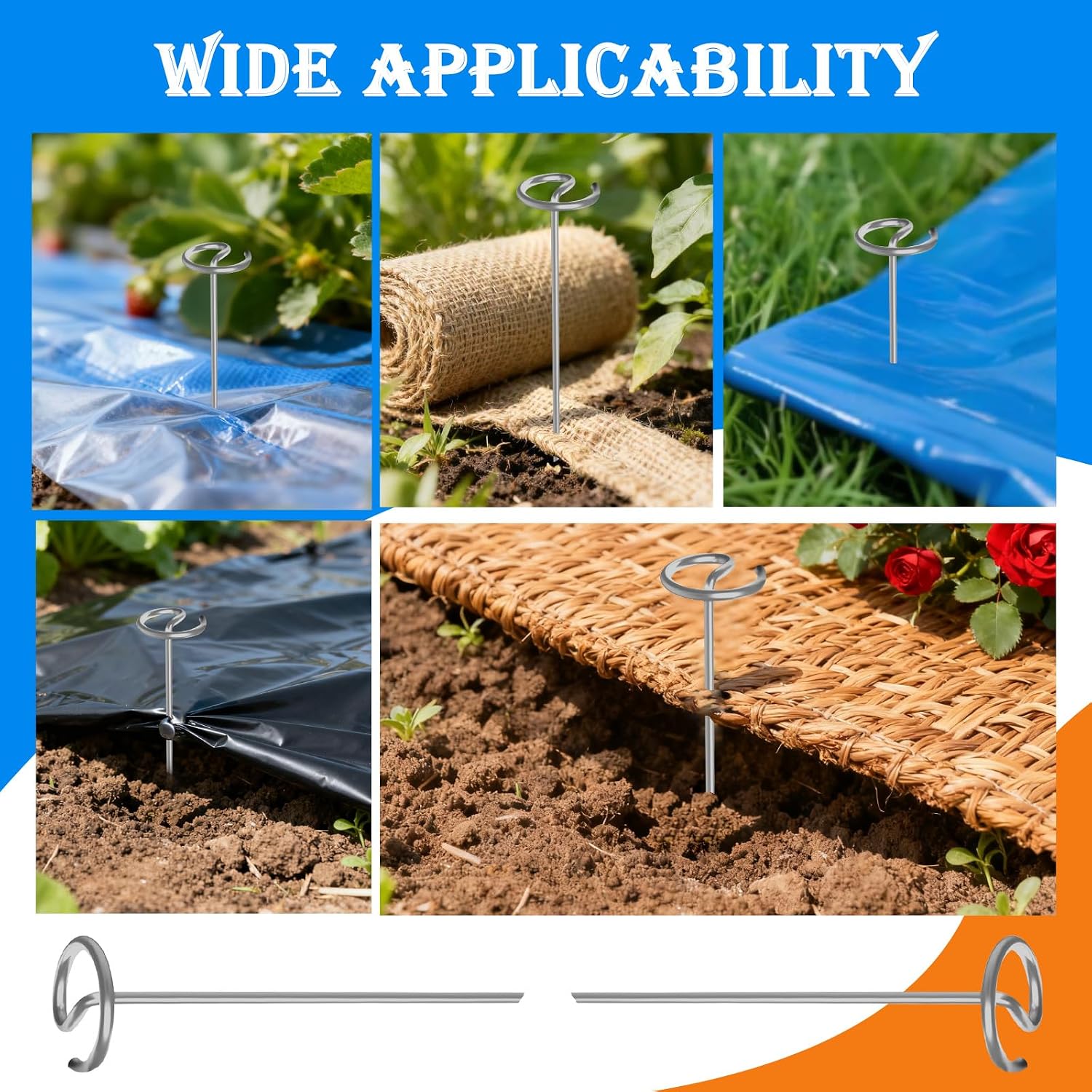 120 PCS Landscape Fabric Pins, 8 Gauge Galvanized Steel Garden Staples with 1.3 inch Landscape Fabric pins & Free