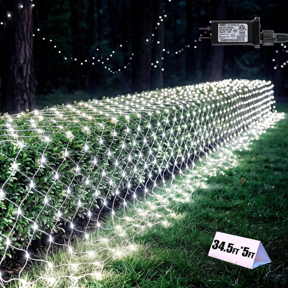 34.5x5FT Christmas Net Lights Outdoor Plug in with 8 Modes